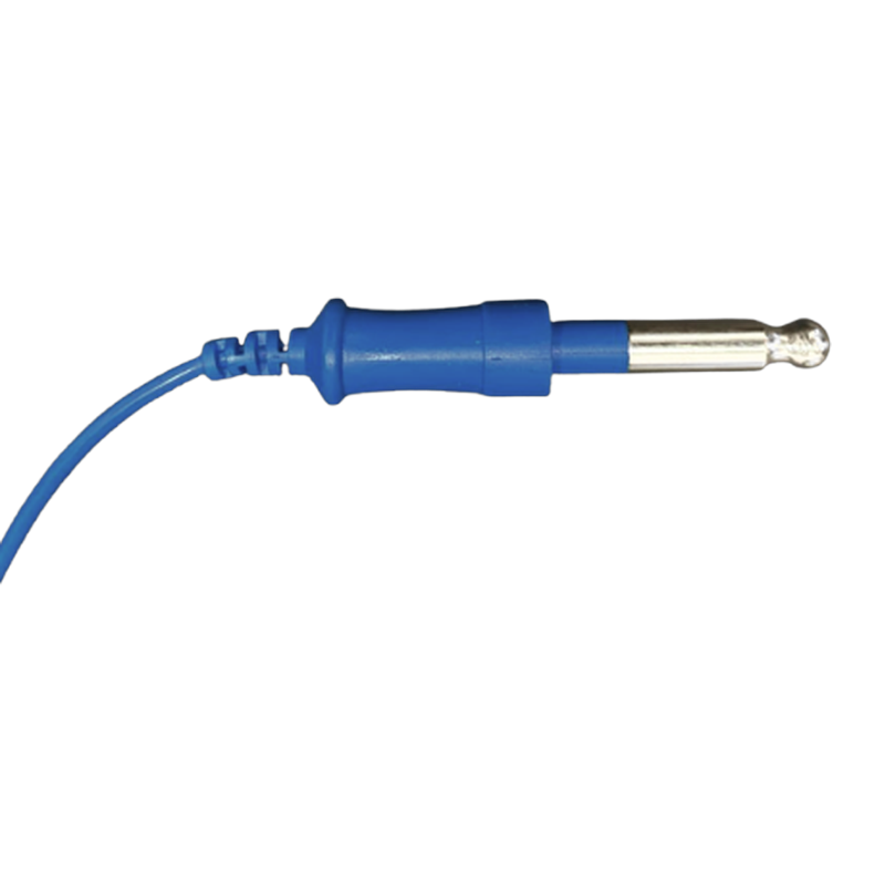 SurgyCut single-use Bugbee electrode with dome ball tip and blue insulated handle